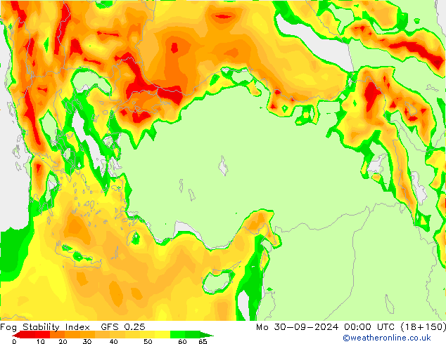 Fog Stability Index GFS 0.25 Mo 30.09.2024 00 UTC