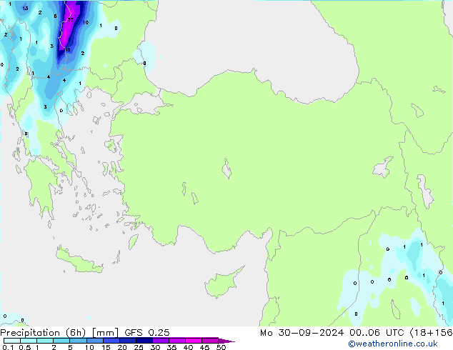 Z500/Rain (+SLP)/Z850 GFS 0.25 lun 30.09.2024 06 UTC