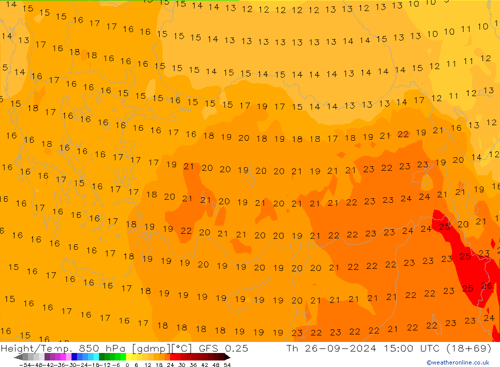 Z500/Rain (+SLP)/Z850 GFS 0.25 Čt 26.09.2024 15 UTC