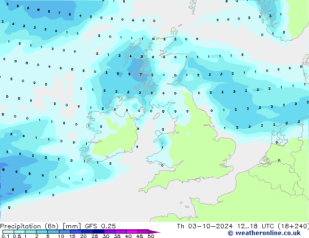 Z500/Rain (+SLP)/Z850 GFS 0.25 jue 03.10.2024 18 UTC