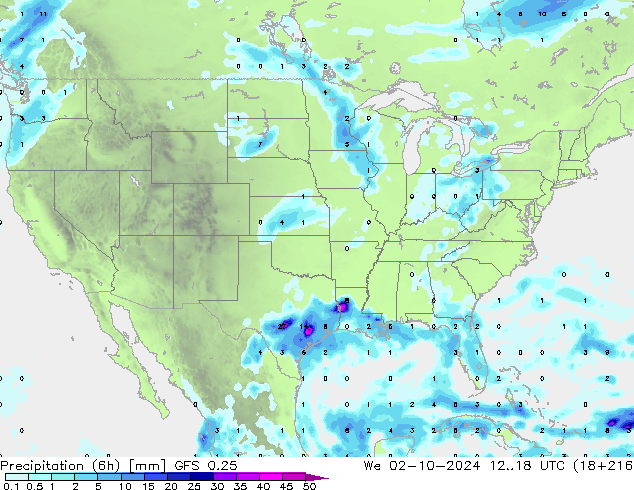 Z500/Rain (+SLP)/Z850 GFS 0.25 mer 02.10.2024 18 UTC