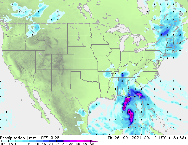 осадки GFS 0.25 чт 26.09.2024 12 UTC