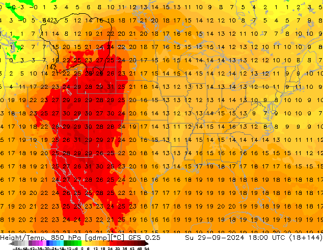 Z500/Rain (+SLP)/Z850 GFS 0.25 dom 29.09.2024 18 UTC