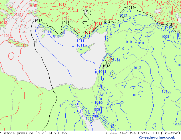 приземное давление GFS 0.25 пт 04.10.2024 06 UTC