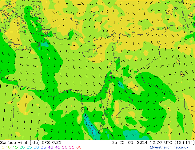 Viento 10 m GFS 0.25 sáb 28.09.2024 12 UTC