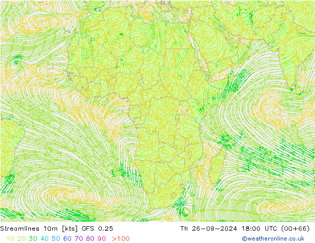 Streamlines 10m GFS 0.25 Th 26.09.2024 18 UTC