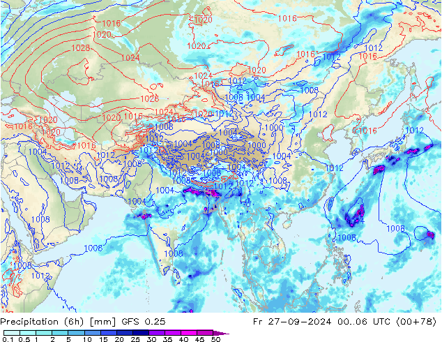 Z500/Rain (+SLP)/Z850 GFS 0.25 Fr 27.09.2024 06 UTC