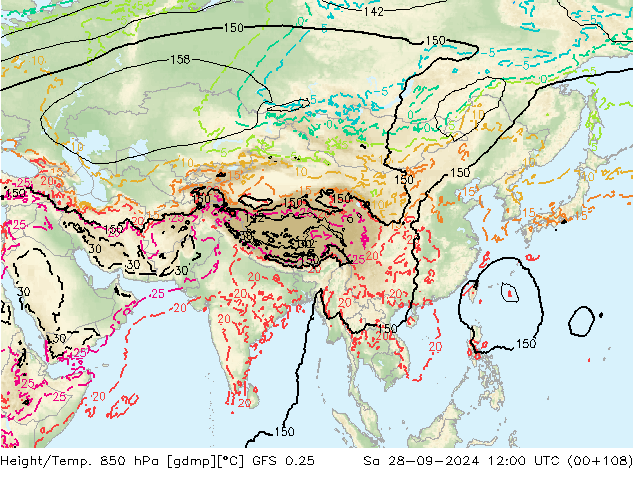 Z500/Rain (+SLP)/Z850 GFS 0.25 sáb 28.09.2024 12 UTC