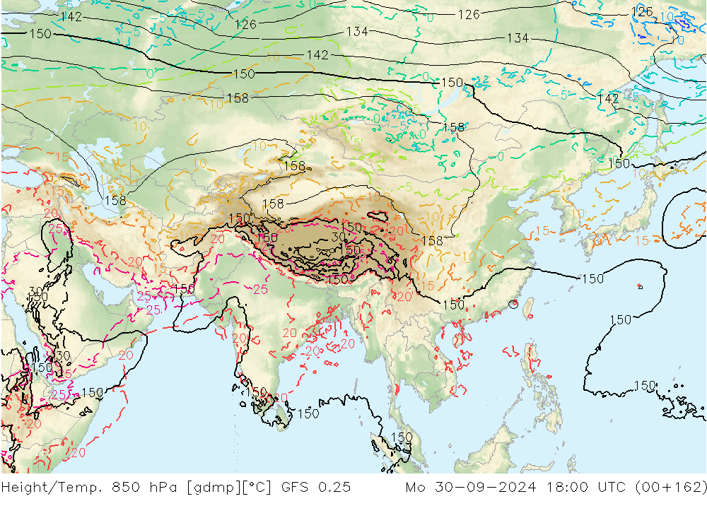 Z500/Regen(+SLP)/Z850 GFS 0.25 ma 30.09.2024 18 UTC