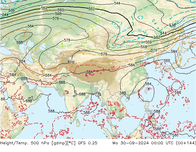 Z500/Rain (+SLP)/Z850 GFS 0.25 lun 30.09.2024 00 UTC