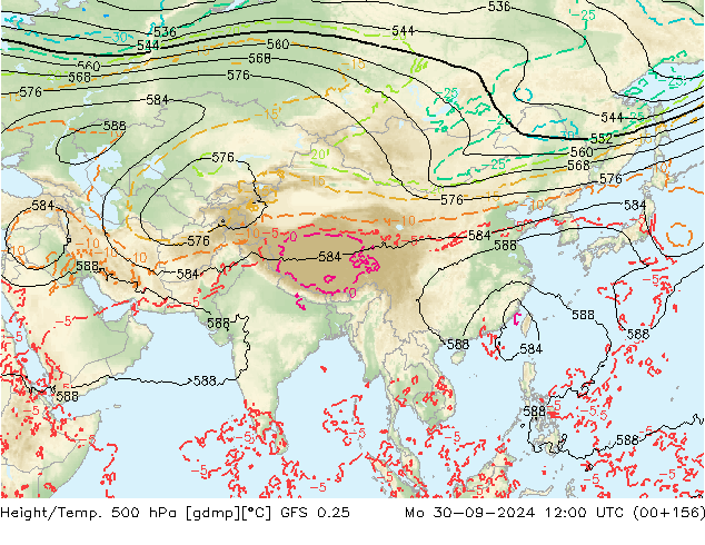 Z500/Rain (+SLP)/Z850 GFS 0.25  30.09.2024 12 UTC