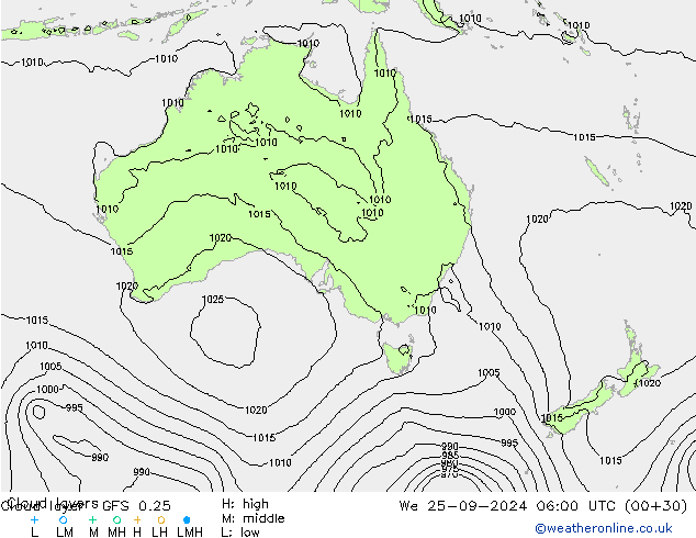 Cloud layer GFS 0.25 We 25.09.2024 06 UTC