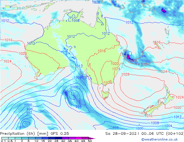 Z500/Yağmur (+YB)/Z850 GFS 0.25 Cts 28.09.2024 06 UTC