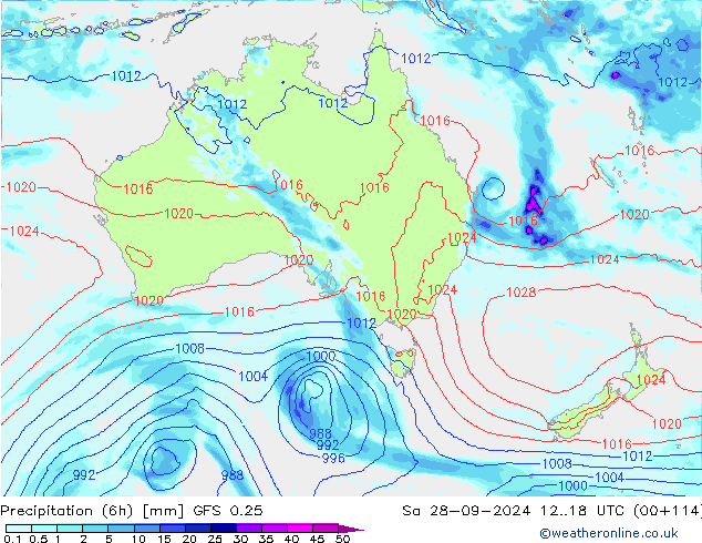 Z500/Rain (+SLP)/Z850 GFS 0.25 sáb 28.09.2024 18 UTC