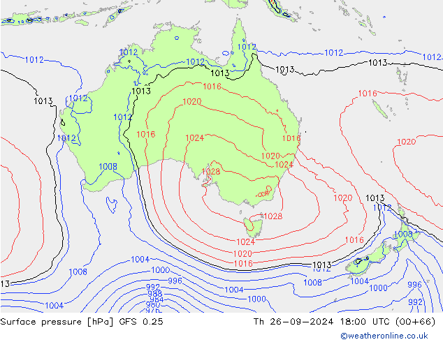 Surface pressure GFS 0.25 Th 26.09.2024 18 UTC