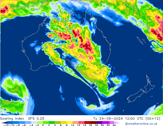 Soaring Index GFS 0.25 Tu 24.09.2024 12 UTC