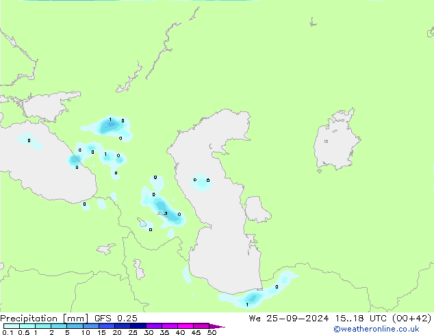 Precipitazione GFS 0.25 mer 25.09.2024 18 UTC