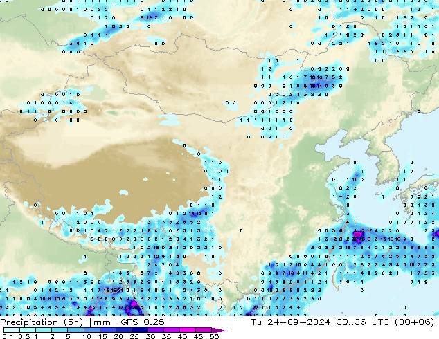 Z500/Regen(+SLP)/Z850 GFS 0.25 di 24.09.2024 06 UTC