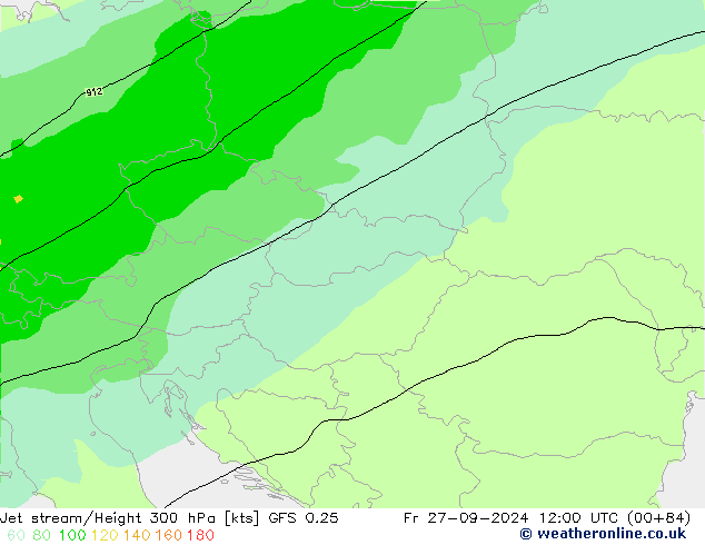 Corrente a getto GFS 0.25 ven 27.09.2024 12 UTC