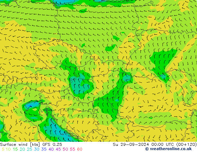 Viento 10 m GFS 0.25 dom 29.09.2024 00 UTC