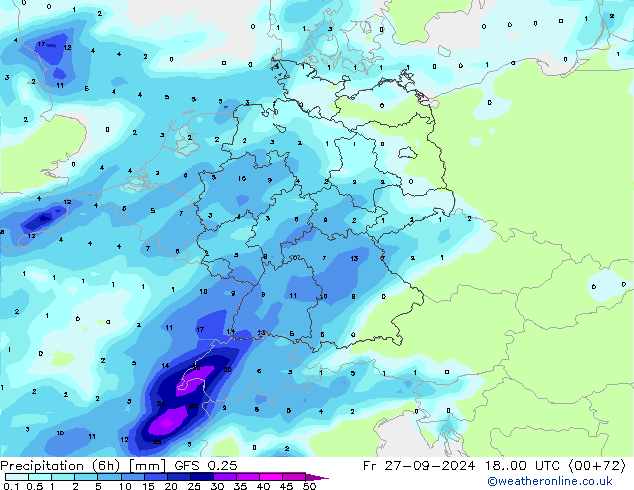 Z500/Yağmur (+YB)/Z850 GFS 0.25 Cu 27.09.2024 00 UTC