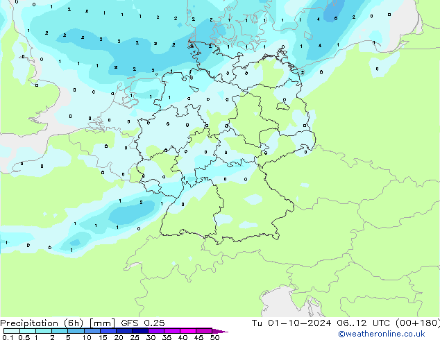 Z500/Regen(+SLP)/Z850 GFS 0.25 di 01.10.2024 12 UTC