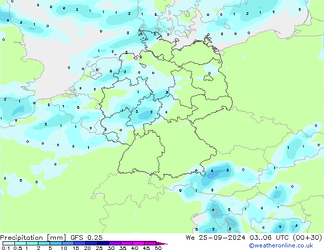 Precipitation GFS 0.25 We 25.09.2024 06 UTC