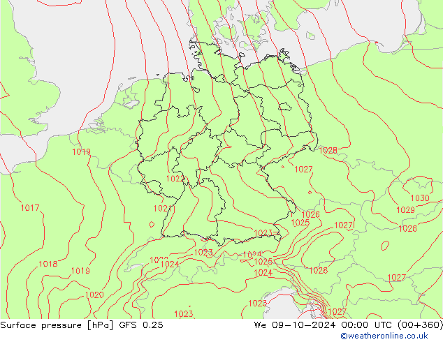 GFS 0.25: wo 09.10.2024 00 UTC