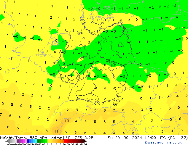 Z500/Yağmur (+YB)/Z850 GFS 0.25 Paz 29.09.2024 12 UTC