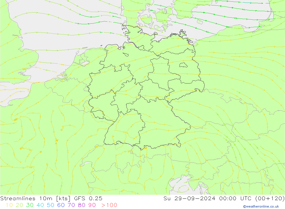 ветер 10m GFS 0.25 Вс 29.09.2024 00 UTC