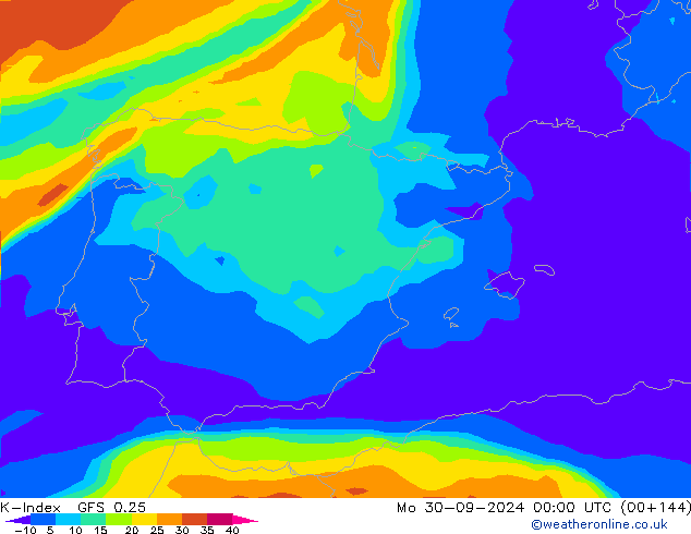 K-Index GFS 0.25  30.09.2024 00 UTC