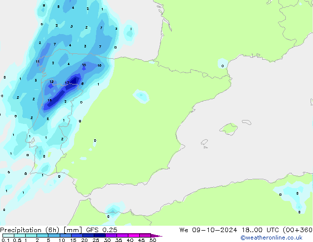 Z500/Rain (+SLP)/Z850 GFS 0.25 ср 09.10.2024 00 UTC