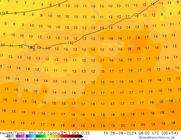 Z500/Rain (+SLP)/Z850 GFS 0.25 Th 26.09.2024 06 UTC