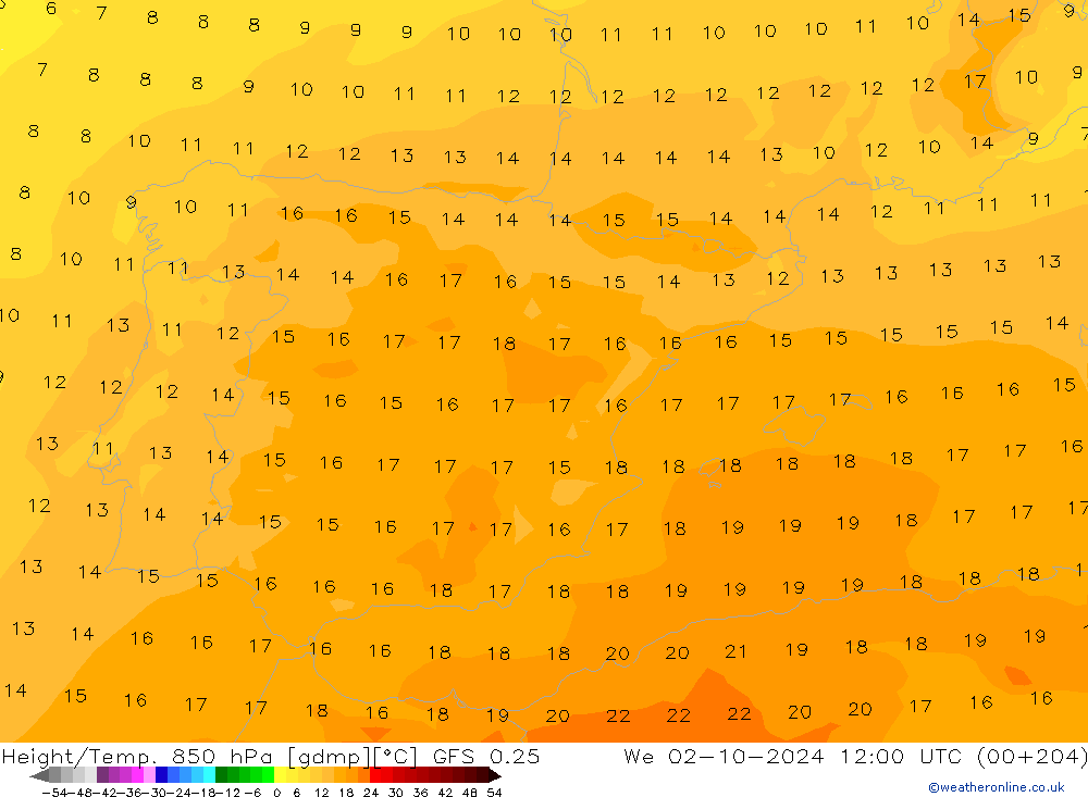 Z500/Rain (+SLP)/Z850 GFS 0.25 ср 02.10.2024 12 UTC