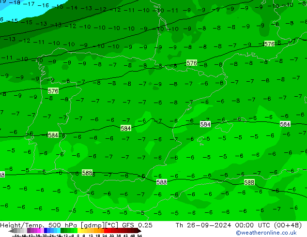 Z500/Rain (+SLP)/Z850 GFS 0.25 jeu 26.09.2024 00 UTC