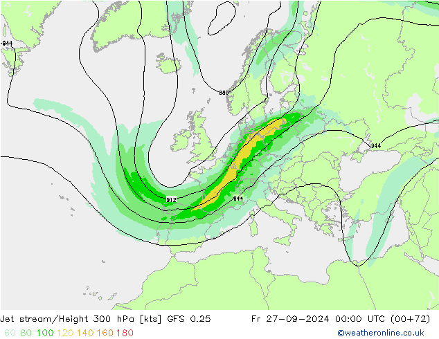 Jet stream/Height 300 hPa GFS 0.25 Pá 27.09.2024 00 UTC