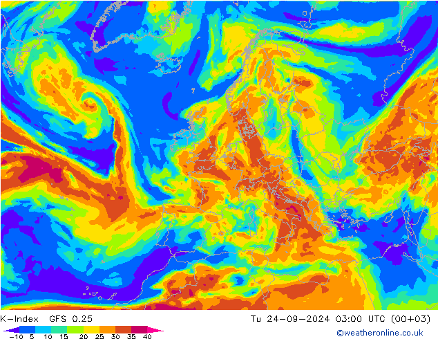 K-Index GFS 0.25 mar 24.09.2024 03 UTC