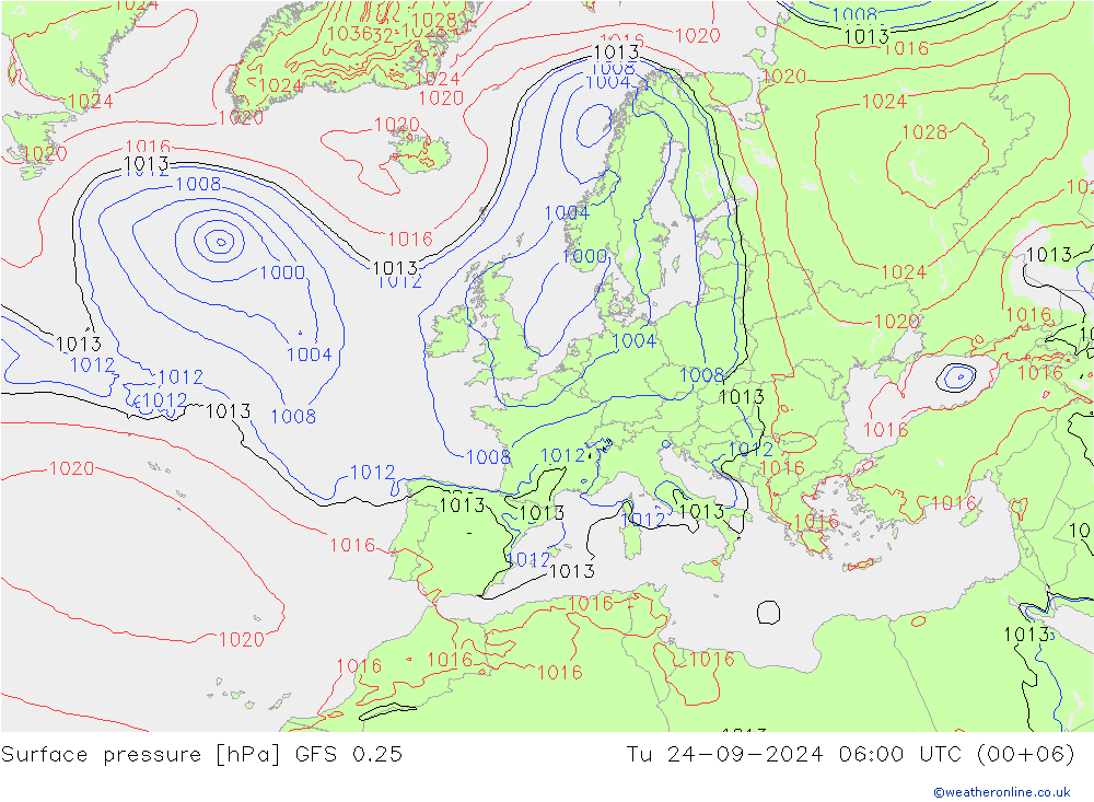 pressão do solo GFS 0.25 Ter 24.09.2024 06 UTC