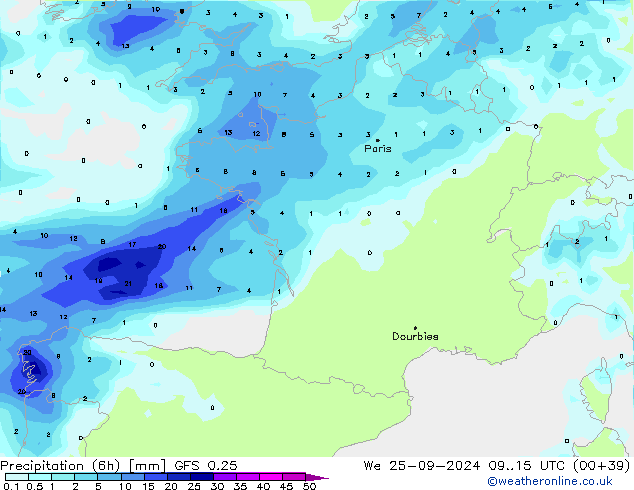 Z500/Regen(+SLP)/Z850 GFS 0.25 wo 25.09.2024 15 UTC