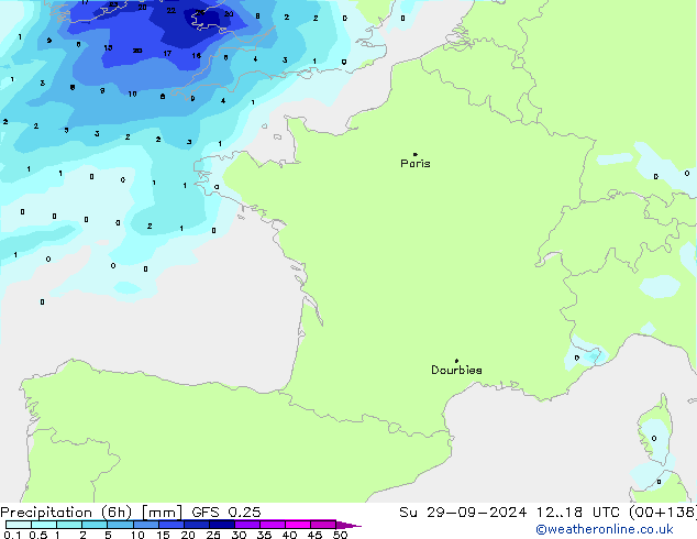 Z500/Rain (+SLP)/Z850 GFS 0.25 Su 29.09.2024 18 UTC