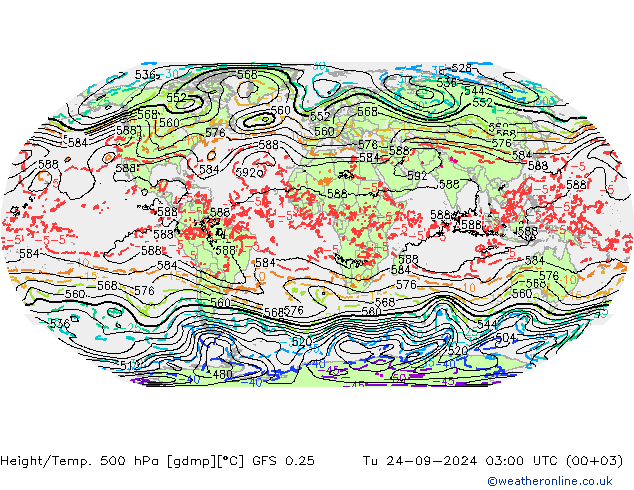 Z500/Rain (+SLP)/Z850 GFS 0.25 Di 24.09.2024 03 UTC