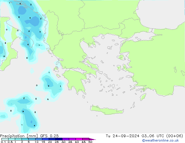 Précipitation GFS 0.25 mar 24.09.2024 06 UTC