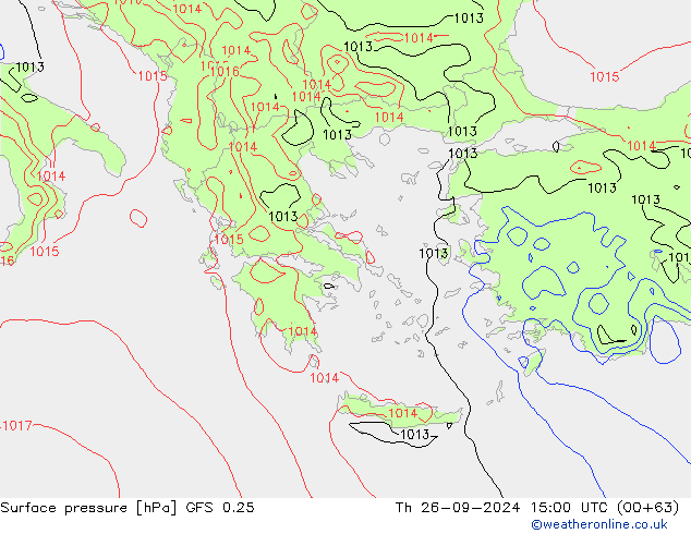 ciśnienie GFS 0.25 czw. 26.09.2024 15 UTC