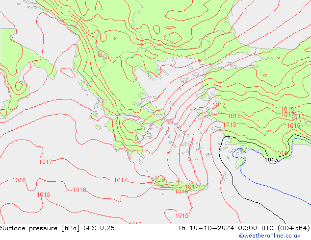 GFS 0.25: gio 10.10.2024 00 UTC