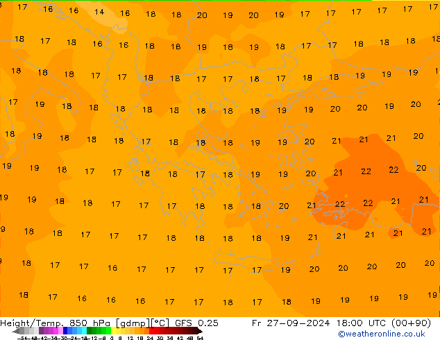 Z500/Rain (+SLP)/Z850 GFS 0.25 ven 27.09.2024 18 UTC