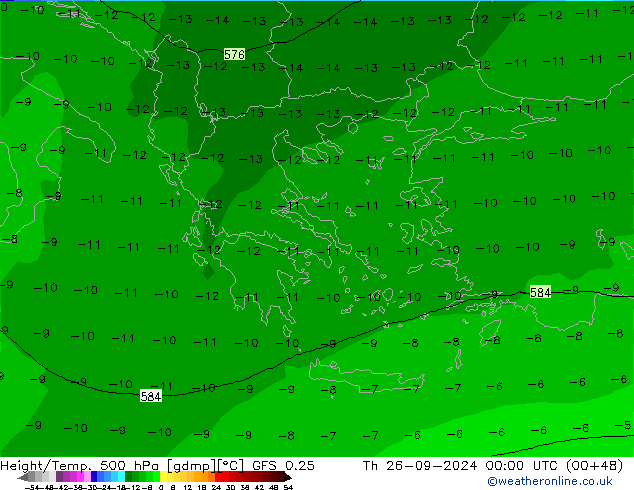 Z500/Rain (+SLP)/Z850 GFS 0.25 Do 26.09.2024 00 UTC