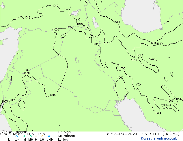 Cloud layer GFS 0.25 Cu 27.09.2024 12 UTC