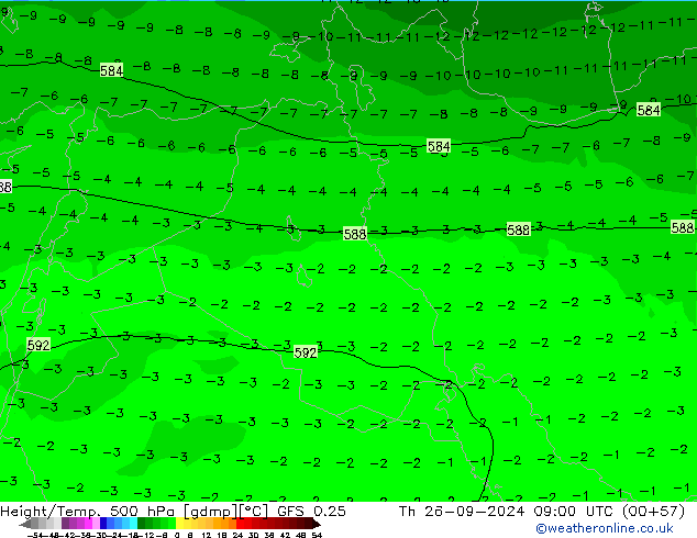 Height/Temp. 500 hPa GFS 0.25 Th 26.09.2024 09 UTC