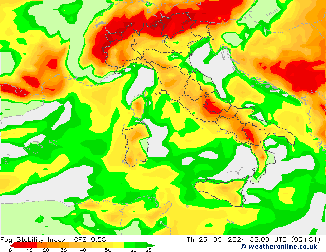 Fog Stability Index GFS 0.25 Th 26.09.2024 03 UTC