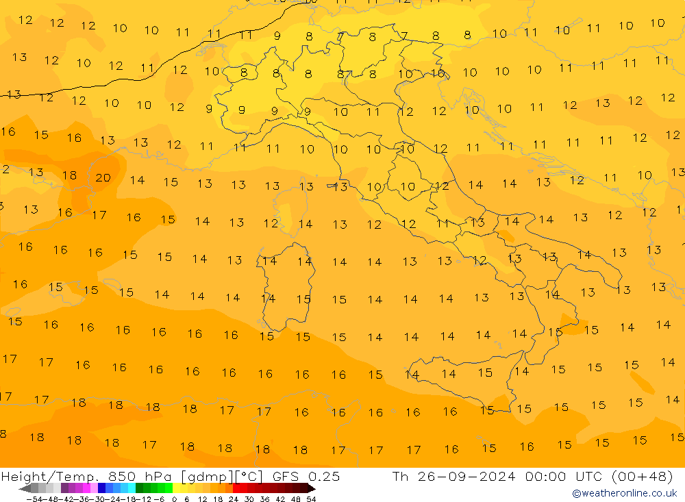 Z500/Rain (+SLP)/Z850 GFS 0.25 Th 26.09.2024 00 UTC